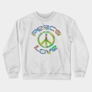 Retro Tie Dye Peace & Love with Peace Symbol Crewneck Sweatshirt